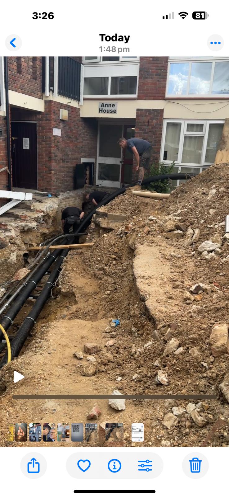 Havering Council, Leaking underground heating and hot water service pipework renewed in an emergency