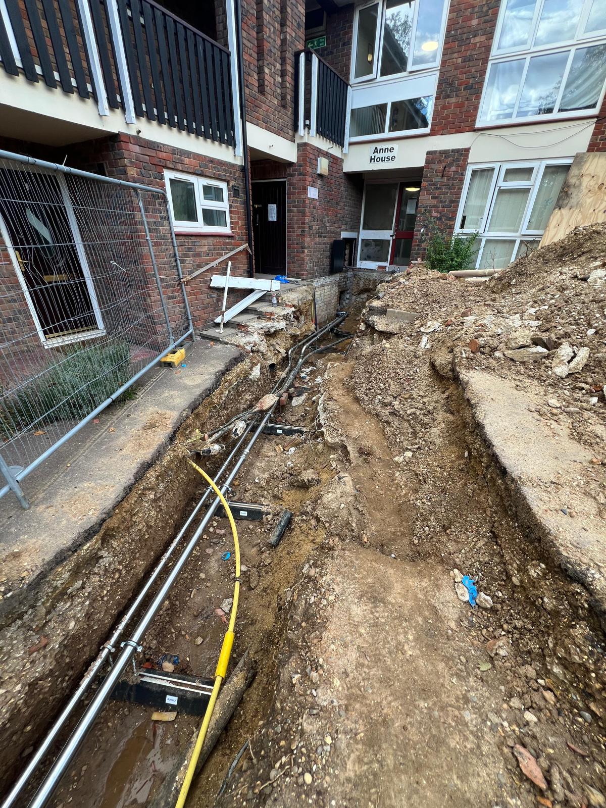 Havering Council, Leaking underground heating and hot water service pipework renewed in an emergency