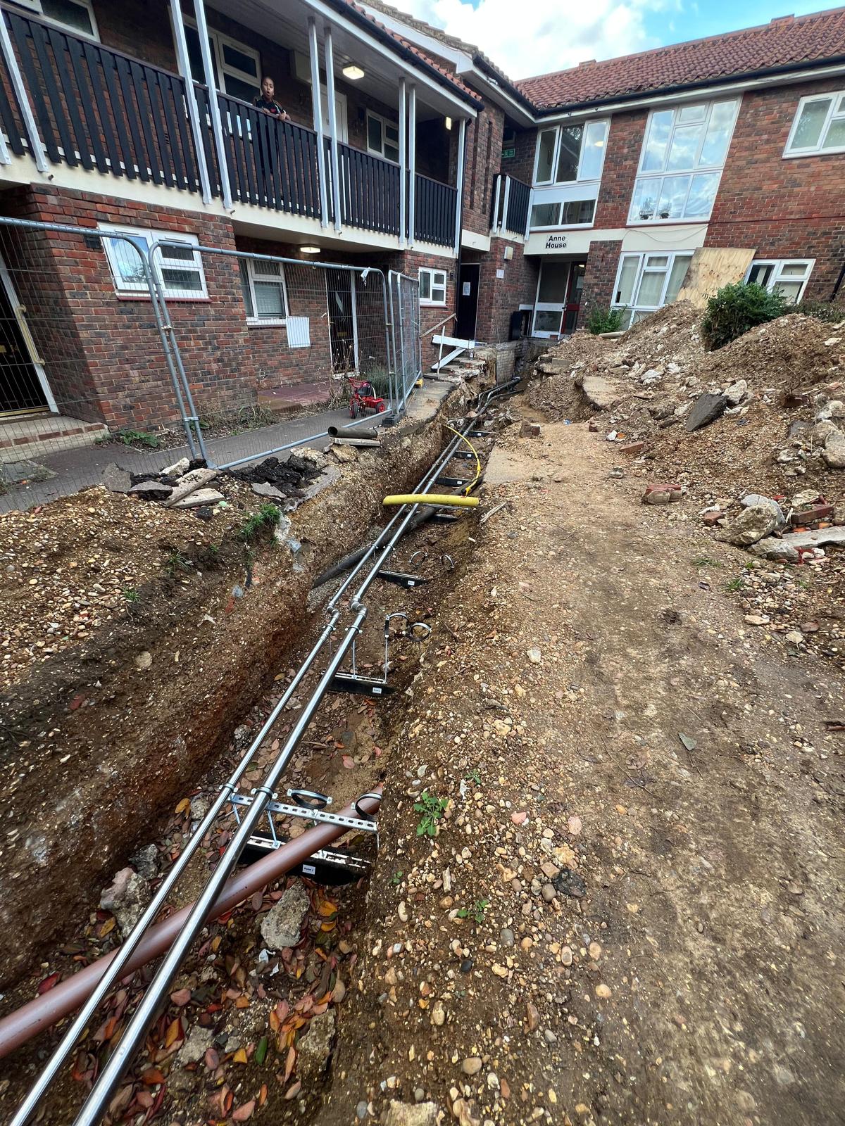 Havering Council, Leaking underground heating and hot water service pipework renewed in an emergency